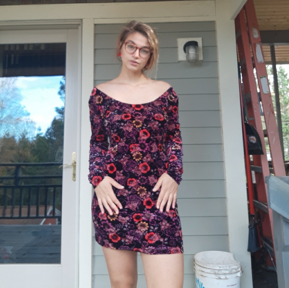Velvet floral dress
